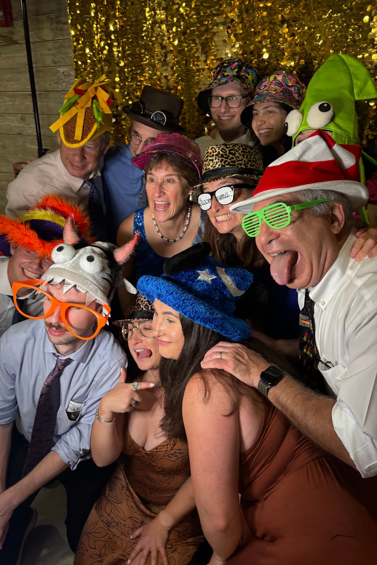 Happy guests posing together