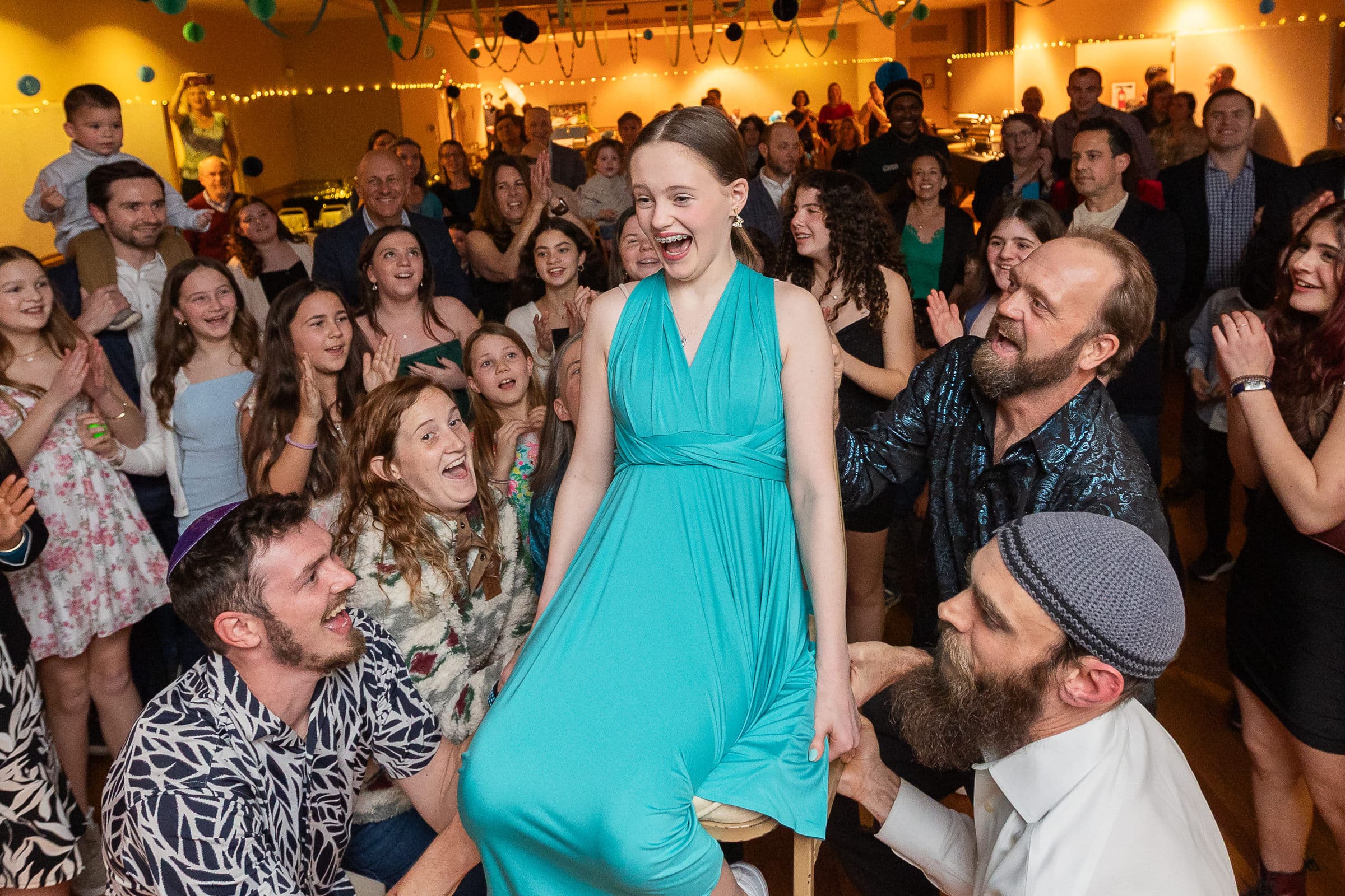 Bar mitzvah celebration on the dance floor