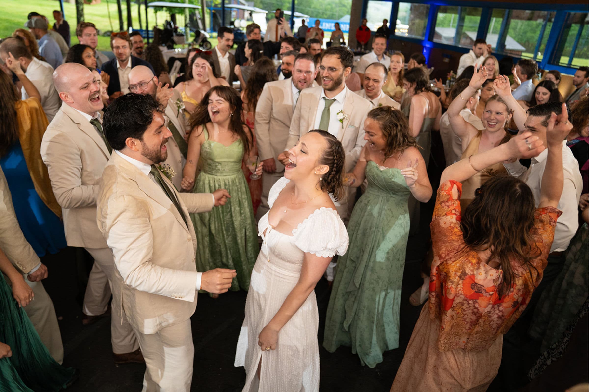 Packed wedding dance floor